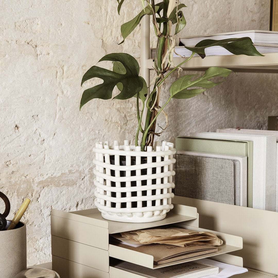 Panier en céramique blanc