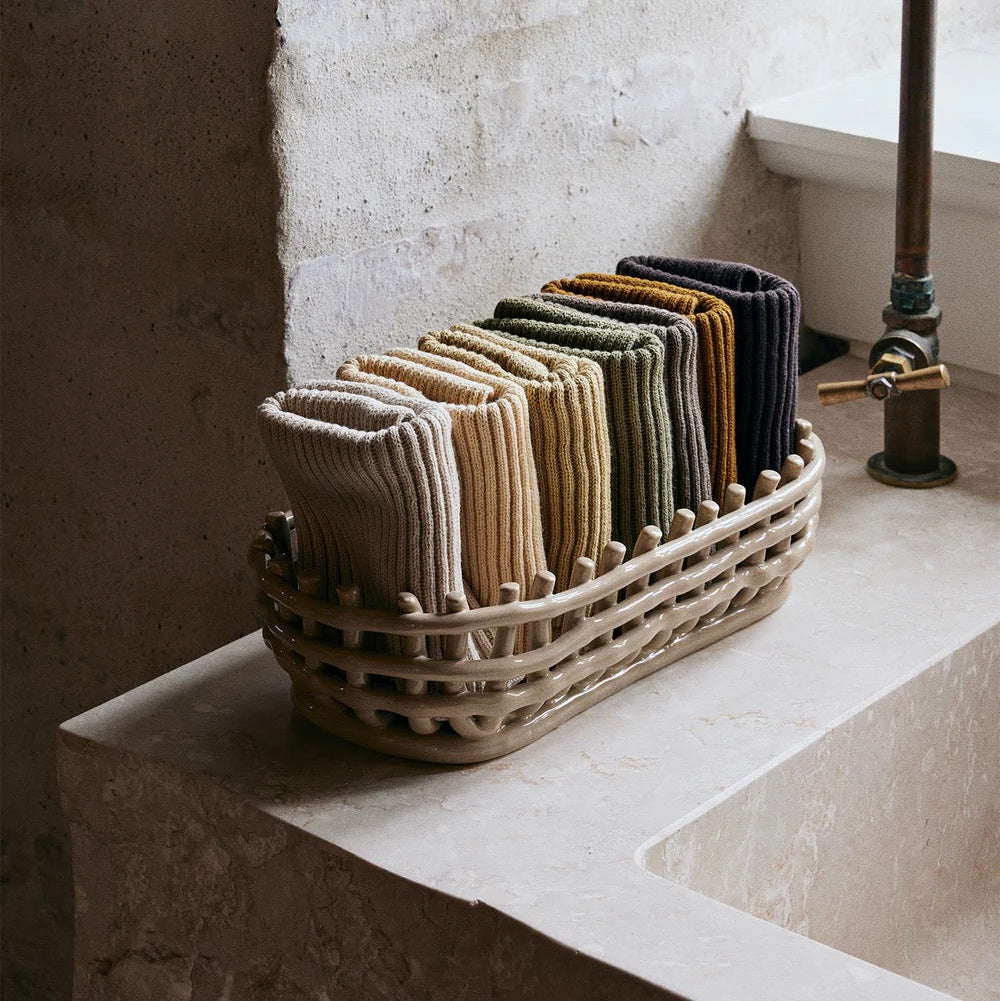 Ceramic Basket Oval - Cashmere