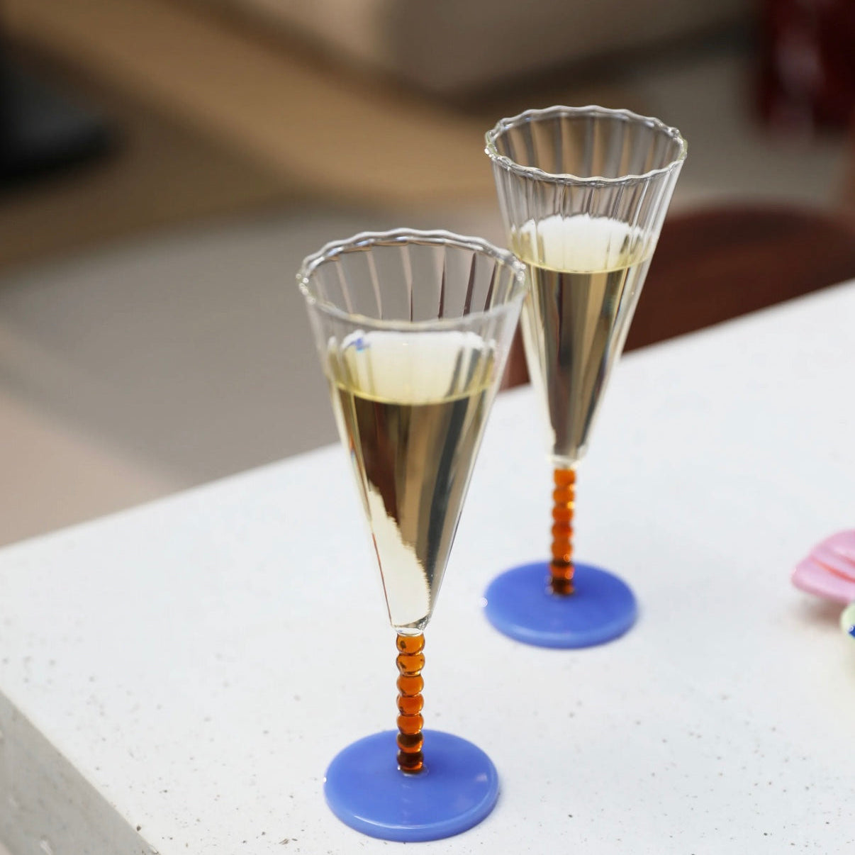 Flute perle amber set of 2