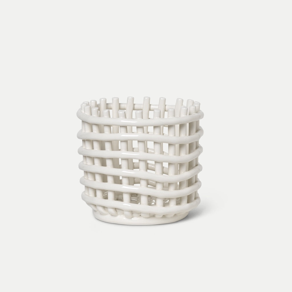 Panier en céramique blanc