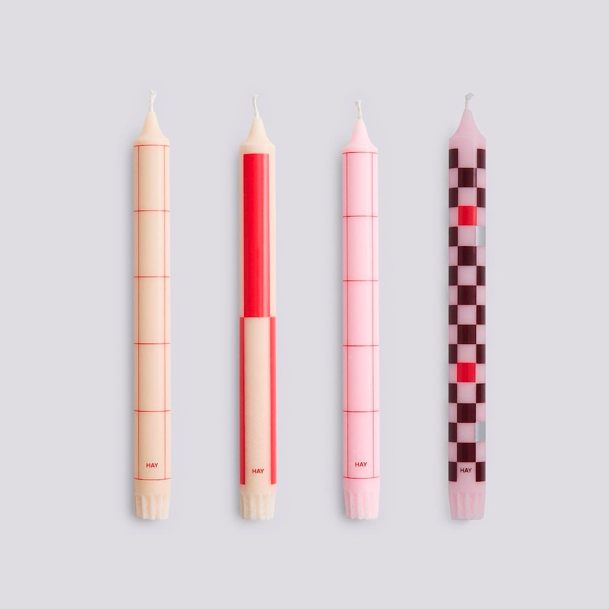 Pattern Candle – Set de 4 (Reds & Bordeaux) — HAY
