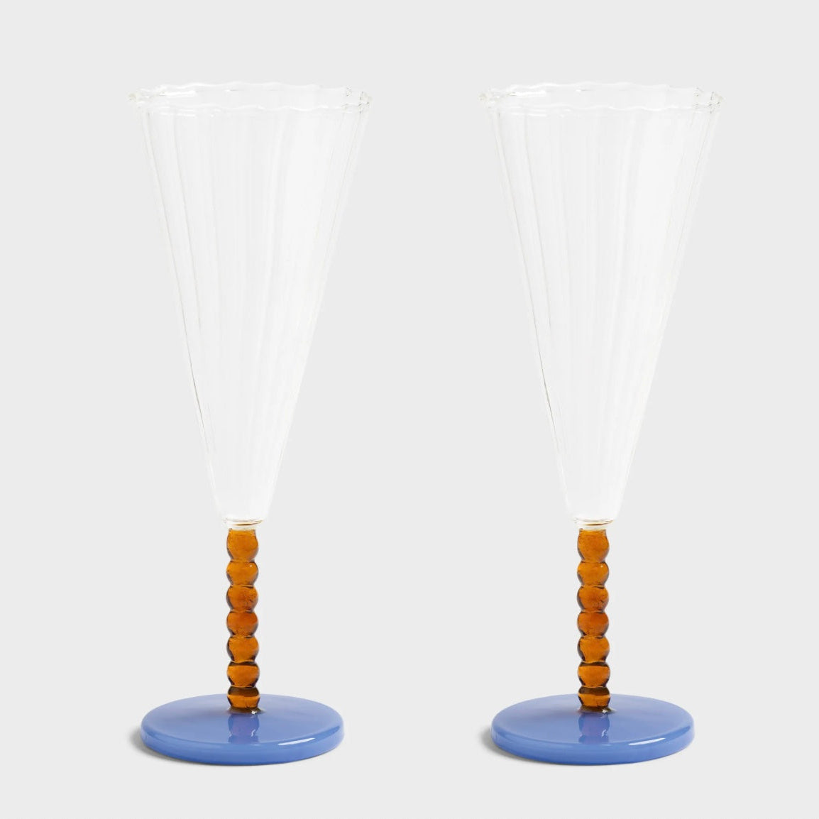 Flute perle amber set of 2