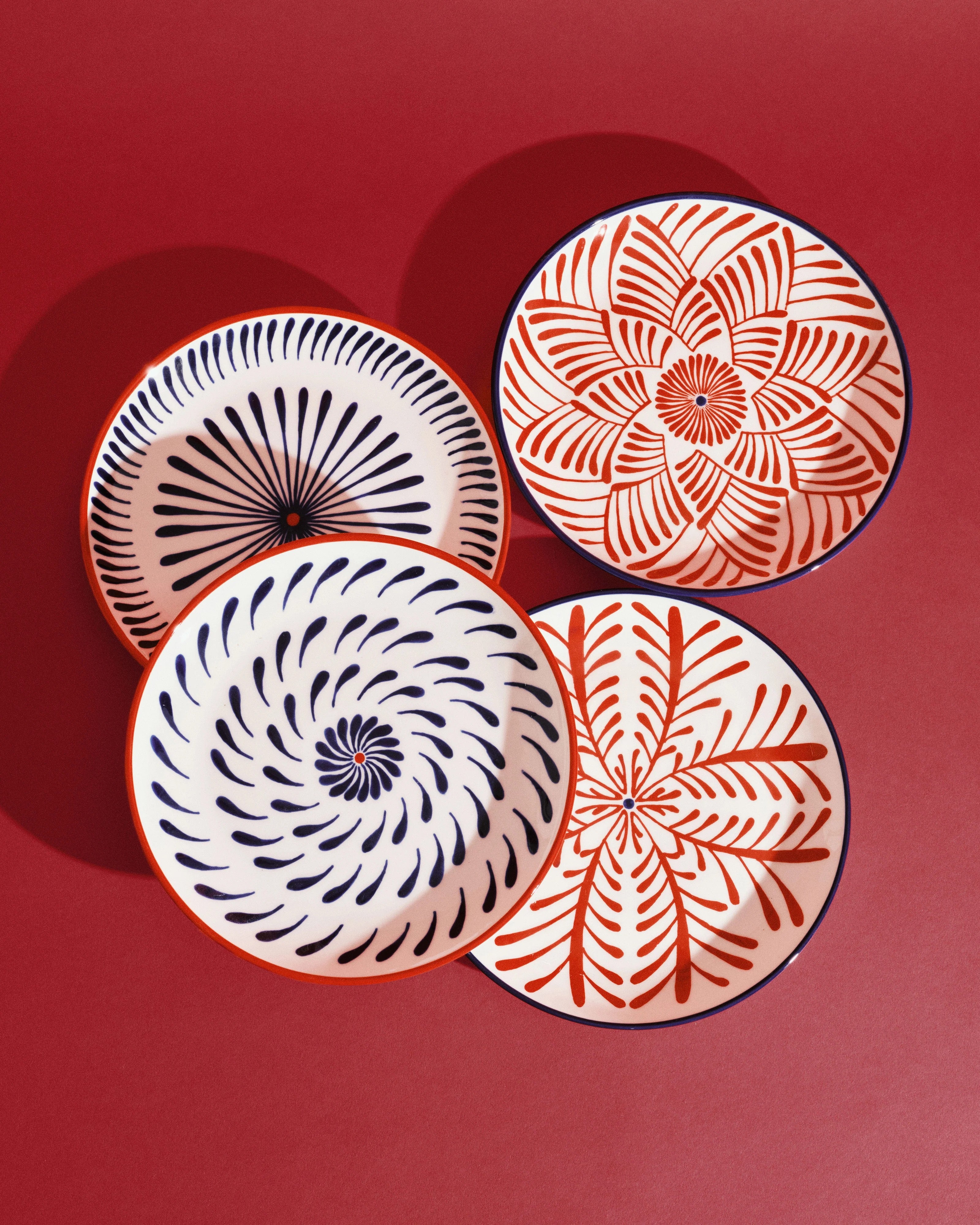 Set 4 assiettes breakfast bleu