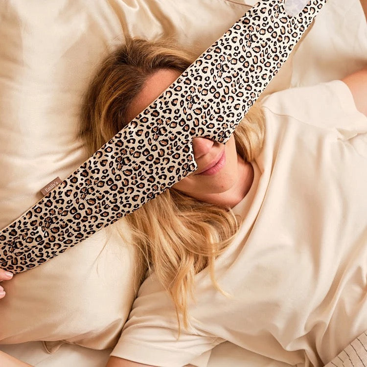 Masque de nuit bandeau 100% pure soie - motif léopard