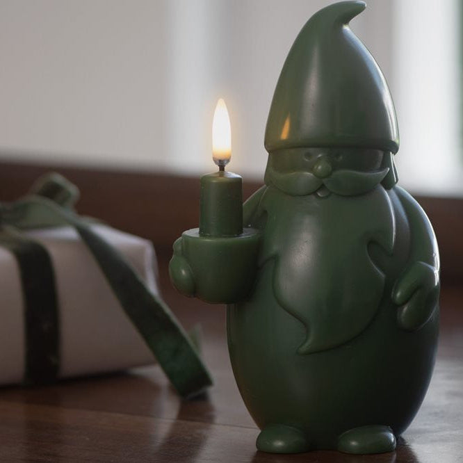 Bougie LED Père Noël - vert olive