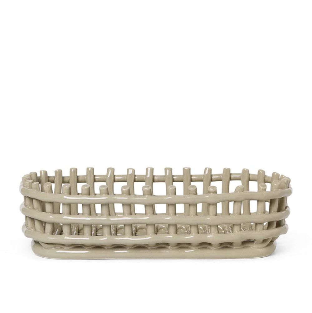 Ceramic Basket Oval - Cashmere