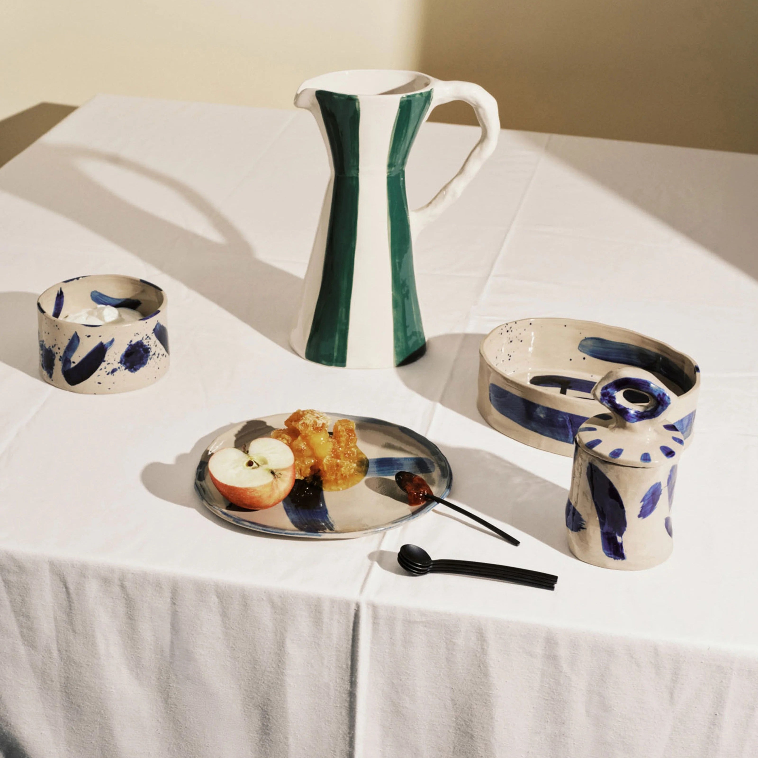 Ceramic jug beige green Charly