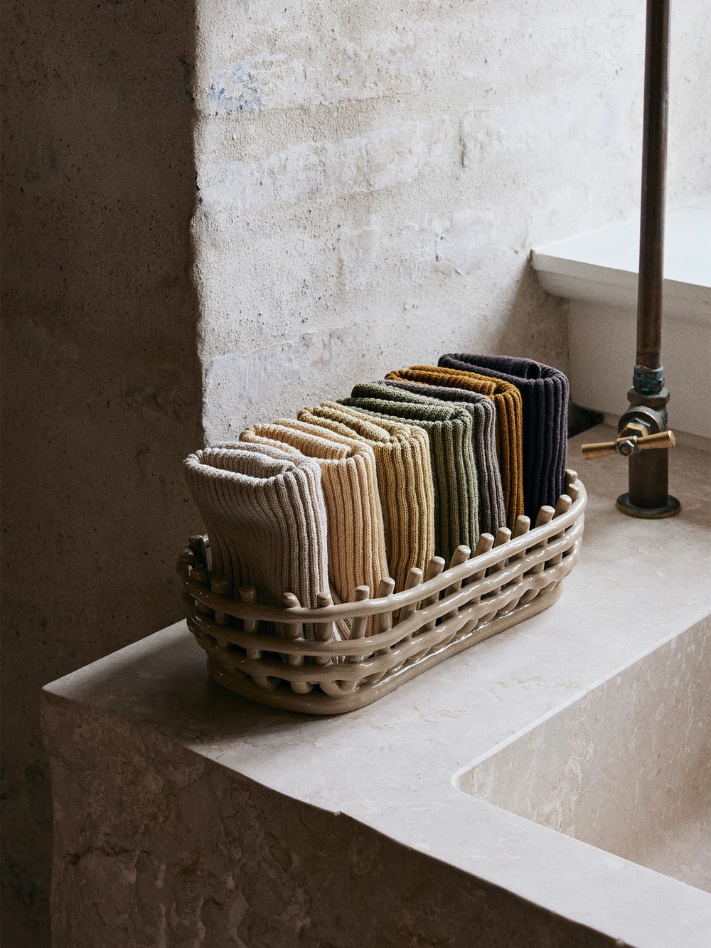 Ceramic Basket Oval - Cashmere
