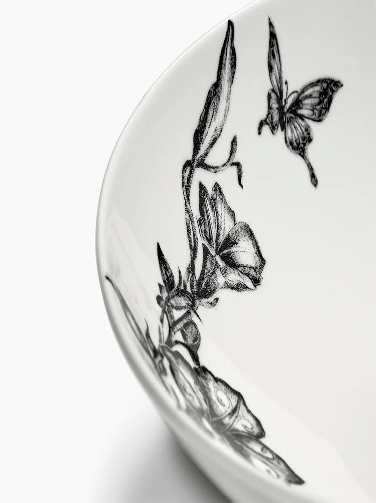 Bowl Oval S Magical Blossom White Black Unity