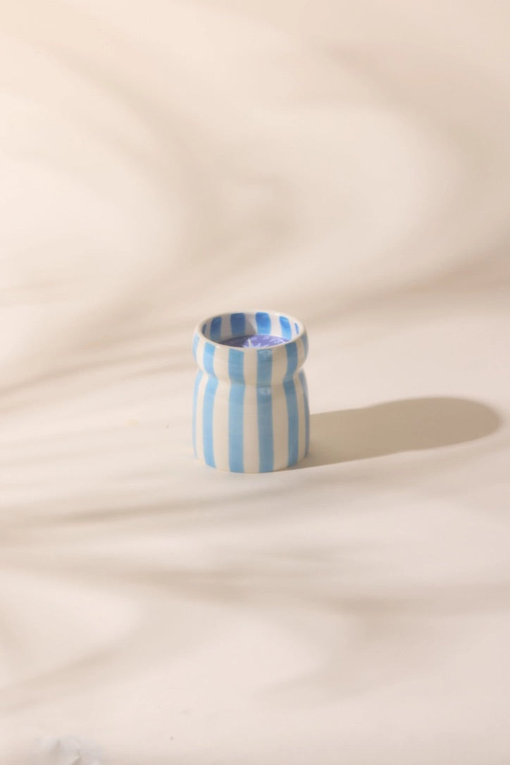 Bougie Cabana rayures bleu