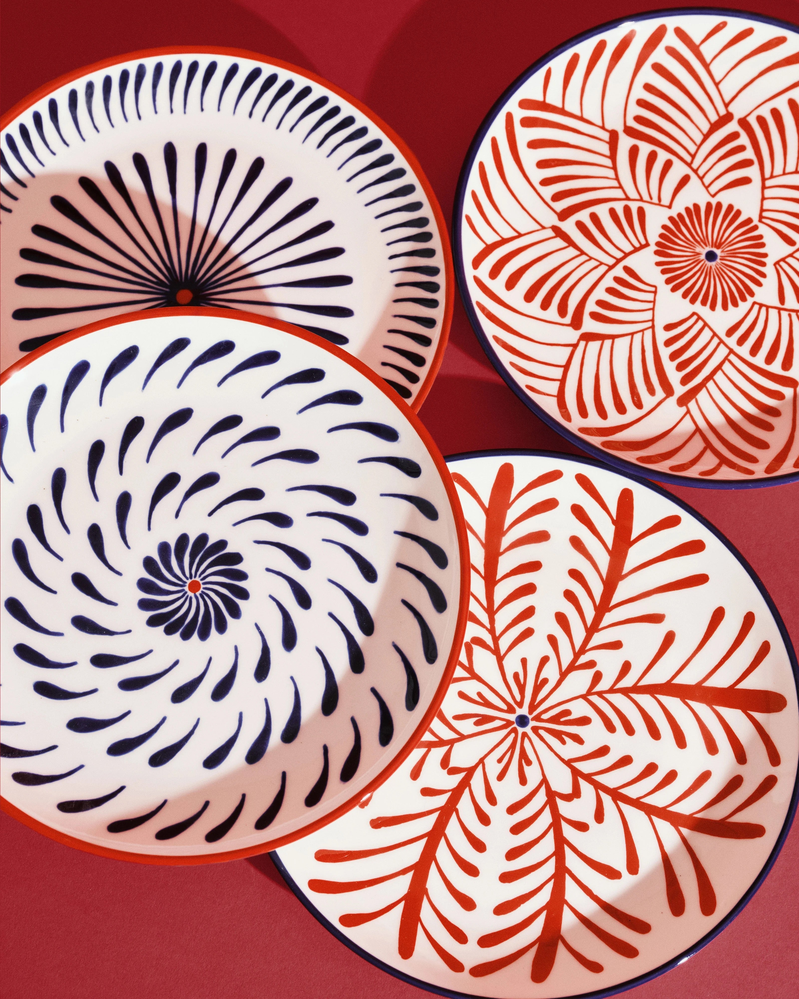 Set 4 assiettes breakfast bleu