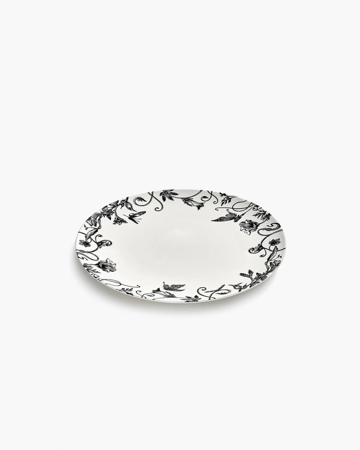Dinner Plate Floral Fantasy White Black Unity