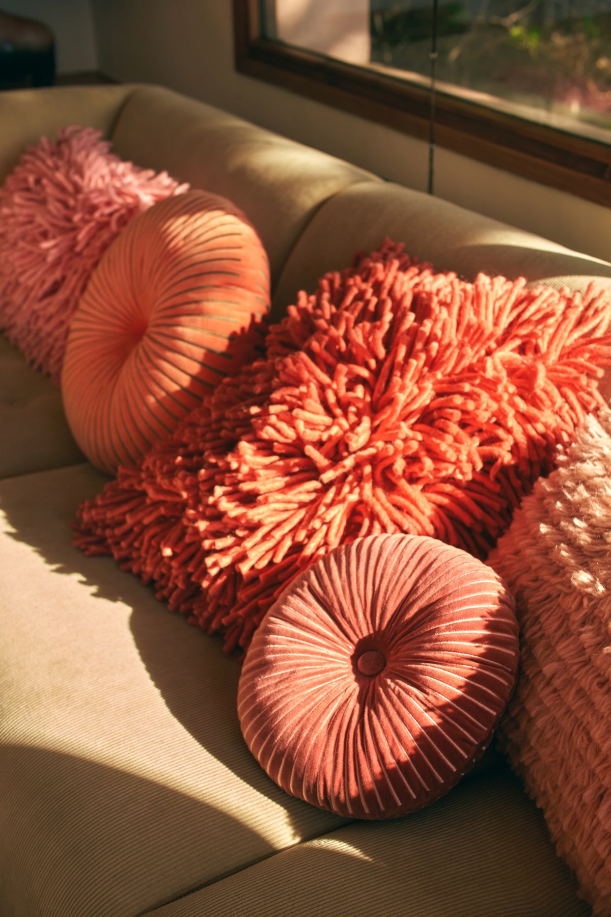 Coussin Round Ripple - Burgundy