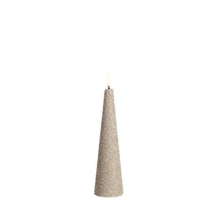 Bougie LED conique Cone Glitter - champagne pailleté