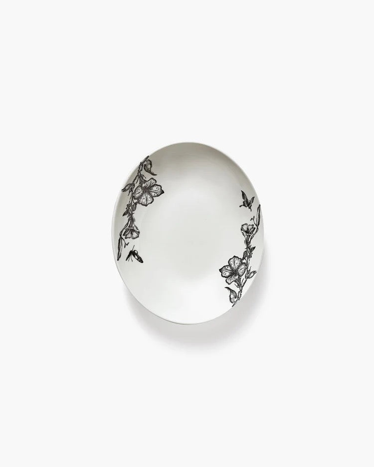 Bowl Oval S Magical Blossom White Black Unity